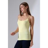 Slim Fit Dar Kesim Ince Askılı U Yaka Yumuşak Dokulu Basic Kadın Body Atlet 22001 Açık Sarı