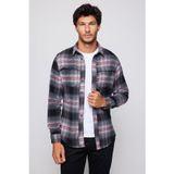 Slim Fit Dar Kesim Kareli Çift Cep Erkek Gömlek