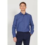 Slim Fit Dar Kesim Klasik Yaka %100 Pamuk Armürlü Gömlek