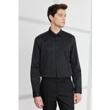 Slim Fit Dar Kesim Klasik Yaka Pamuklu Armürlü Gömlek