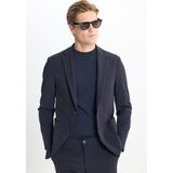Slim Fit Dar Kesim Mono Yaka Torba Cepli Esnek Takım Elbise - 50 - 6 Drop - Lacivert