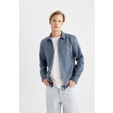 Slim Fit Dar Kesim Pamuklu Uzun Kollu Gömlek