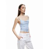 Slim Fit Degaje Yaka Çiçekli İnce Askılı Bluz