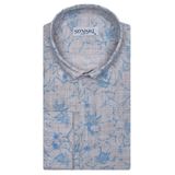 Slim Fit Desenli Bej Erkek Gömlek