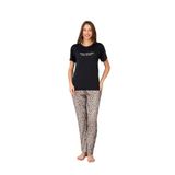 Slim Fit Desenli Kısa Kol Mevsimlik Kadın Pijama Takımı Leopar M