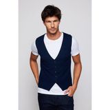 Slim Fit Desenli Lacivert Erkek Yelek