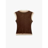 Slim Fit Dik Yaka Kolsuz Tül Bluz