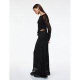 Slim Fit Dikiş Detaylı Midi Dantel Etek
