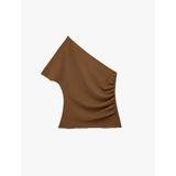 Slim Fit Drape Detaylı Kısa Kollu Tek Omuz Bluz