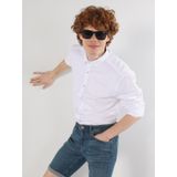 Slim Fit Düz Beyaz Erkek Uzun Kol Gömlek