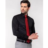 Slim Fit Düz Siyah Erkek Gömlek