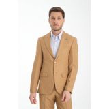 Slim Fit Erkek Düz Sivri Yaka Çift Yırtmaçlı Astarlı Takim Elbise Bej 56/6