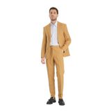 Slim Fit Erkek Düz Sivri Yaka Çift Yırtmaçlı Astarlı Takim Elbise Turuncu 50/6