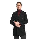 Slim fit Erkek Kalın Kruvaze Kaban-palto Siyah 58/6