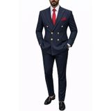 Slim Fit Erkek Kruvaze Pamuklu Takım Elbise, Lacivert, Çizgili, Altın Düğmeli, Şık ve Modern Kesim (lacivertçizgili, 56)