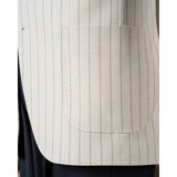 Slim Fit Erkek Mono Yaka Torba Cep Çizgili Tek Ceket Mavi T20086-19 - 46