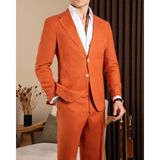 Slim Fit Erkek Mono Yaka Torba Cep Keten Kumaş Ceket Pantolon Takım Elbise Turuncu T20111-35 - 6 Drop - 50