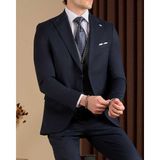 Slim Fit Erkek Sivri Yaka Ceket Yelek Pantolon Kombin Takım Elbise Lacivert T20154-02 - 6 Drop - 52