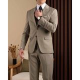 Slim Fit Erkek Sivri Yaka Çift Taraflı Ceket Yelek Pantolon Takım Elbise Gri T20116-04 - 6 Drop - 52