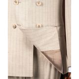 Slim Fit Erkek Sivri Yaka Çizgili Kruvaze Ceket Pantolon Takım Elbise Bej T20142-09 - 6 Drop - 52