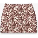 Slim Fit Floral Desenli Mini Etek - Bordo - 40