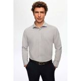 Slim Fit Gri Italyan Yaka Dar Kesim Klasik Kravatlık Uzun Kollu Kolay Ütülenebilir Nefes A 2HF02ORT5185
