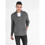 Slim Fit Gri Melanj Erkek Hırka