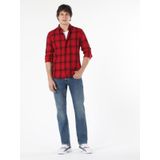 Slim Fit Kareli Kırmızı Erkek Uzun Kol Gömlek