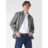 Slim Fit Kareli Mavi Erkek Uzun Kol Gömlek