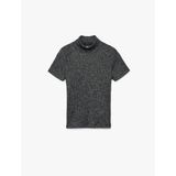 Slim Fit Kaşkorse Simli Balıkçı Yaka Kısa Kollu Tişört