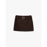 Slim Fit Kemer Detaylı Mini A Kesim Etek