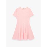 Slim Fit Kısa Kollu Bisiklet Yaka Volümlü Mini Kloş Elbise