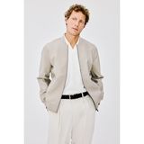Slim Fit Kolej Yaka Ribanalı Suni Deri Bomber Mont