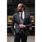 Slim Fit Kombin Detaylı Takım Elbise - 48 - Siyah