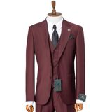 Slim Fit Kruvaze Bordo Erkek Takım Elbise (BORDO, 54)