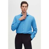Slim Fit Mavi Italyan Yaka Dar Kesim Klasik Kravatlık Uzun Kollu Kolay Ütülenebilir Nefes 2HF02ORT4185 - İndigo - 2XL