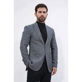 Slim Fit Mono Yaka Gri Astarsız Yünlü Tek Ceket - 58