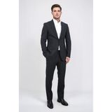Slim Fit Mono Yaka Siyah Takım Elbise - 6 Drop - 46