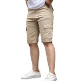 Slim Fit None Denim Yandan Cepli Esnek Kumaş Erkek Jean Kargo Şort Krem 36