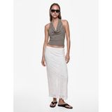 Slim Fit Normal Bel Midi Yırtmaçlı Dantel Etek