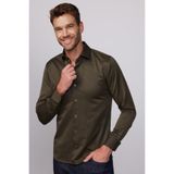 Slim Fit Pamuklu Düz Haki Erkek Gömlek