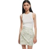 Slim Fit Pamuklu Fistolu Brodeli Taş İşlemeli Balık Desenli Mini Etek