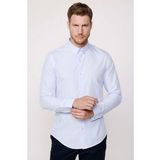 Slim Fit Pamuklu Kolay Ütü Erkek Mavi Gömlek
