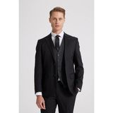 Slim Fit Siyah Düz Mono Yaka Tek Yırtmaçlı Astarlı Takim Elbise Kombinli 8HFY5ORTKMBN2 - 50