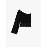 Slim Fit Tül Tek Omuz Bluz