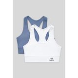 Slim Fit U Yaka 2li Paket Petrol-Beyaz Kadın Spor Büstiyer - 97120