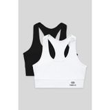 Slim Fit U Yaka 2li Paket Siyah-Beyaz Kadın Spor Büstiyer - 97120