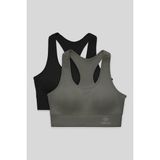 Slim Fit U Yaka 2li Paket Siyah-Çağla Kadın Spor Büstiyer - 97120