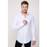 Slim Fit Uzun Kol Apoletli Keten Düz Beyaz Erkek Gömlek