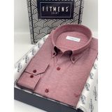 Slim Fit Uzun Kol Pamuklu Hediye Kutulu Kolay Ütülenebilir Erkek Gömlek FS-002225 - Bordo - 2XL